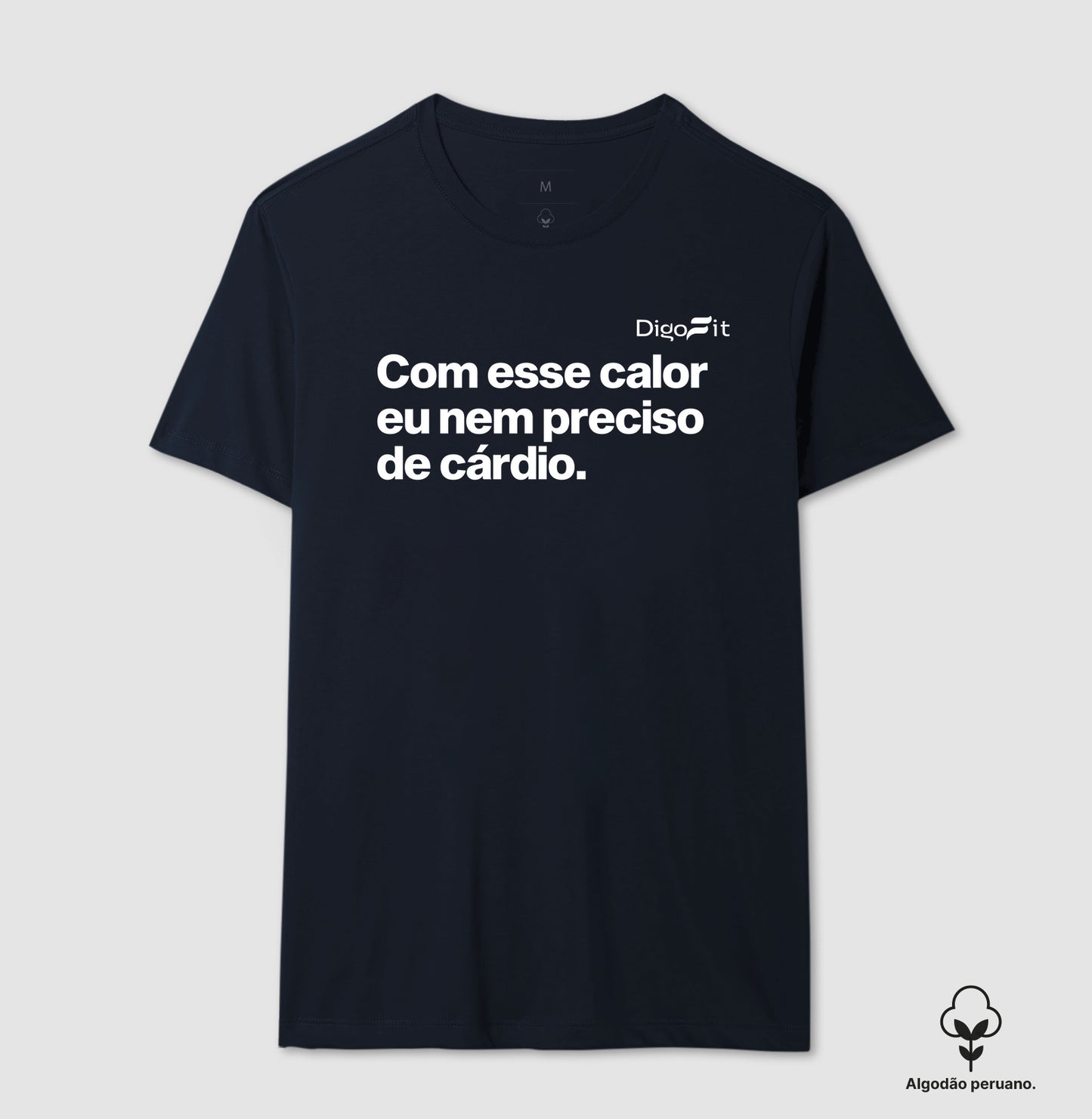 CAMISETA ALGODÃO PERUANO ACADEMIA COM ESSE CALOR NEM PRECISO DE CÁRDIO