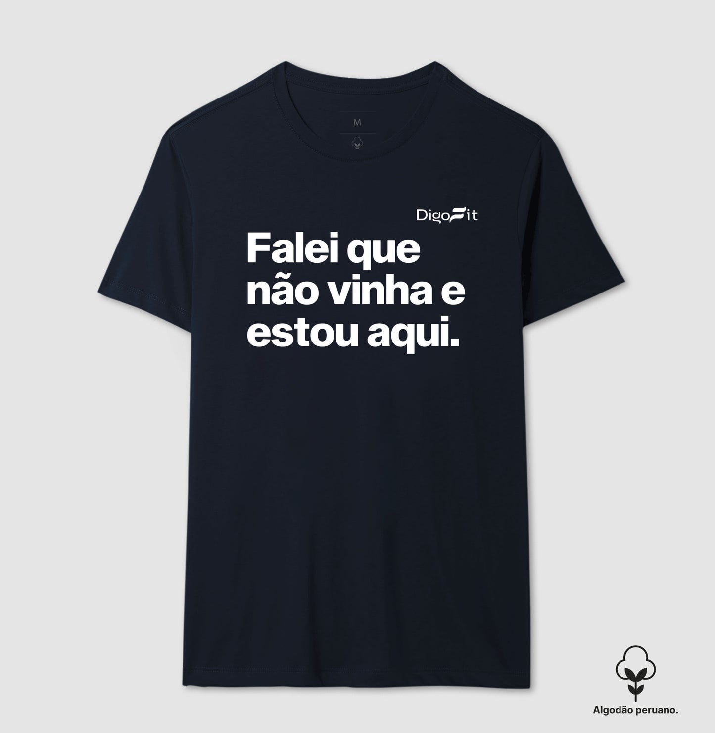 CAMISETA ALGODÃO PERUANO ACADEMIA FALEI QUE NÃO VINHA E ESTOU AQUI