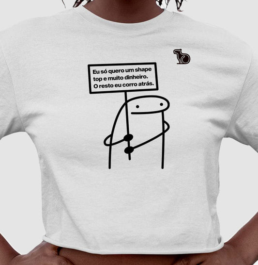 CAMISETA / CROPPED ANO NOVO UM SHAPE TOP E MUITO DINHEIRO