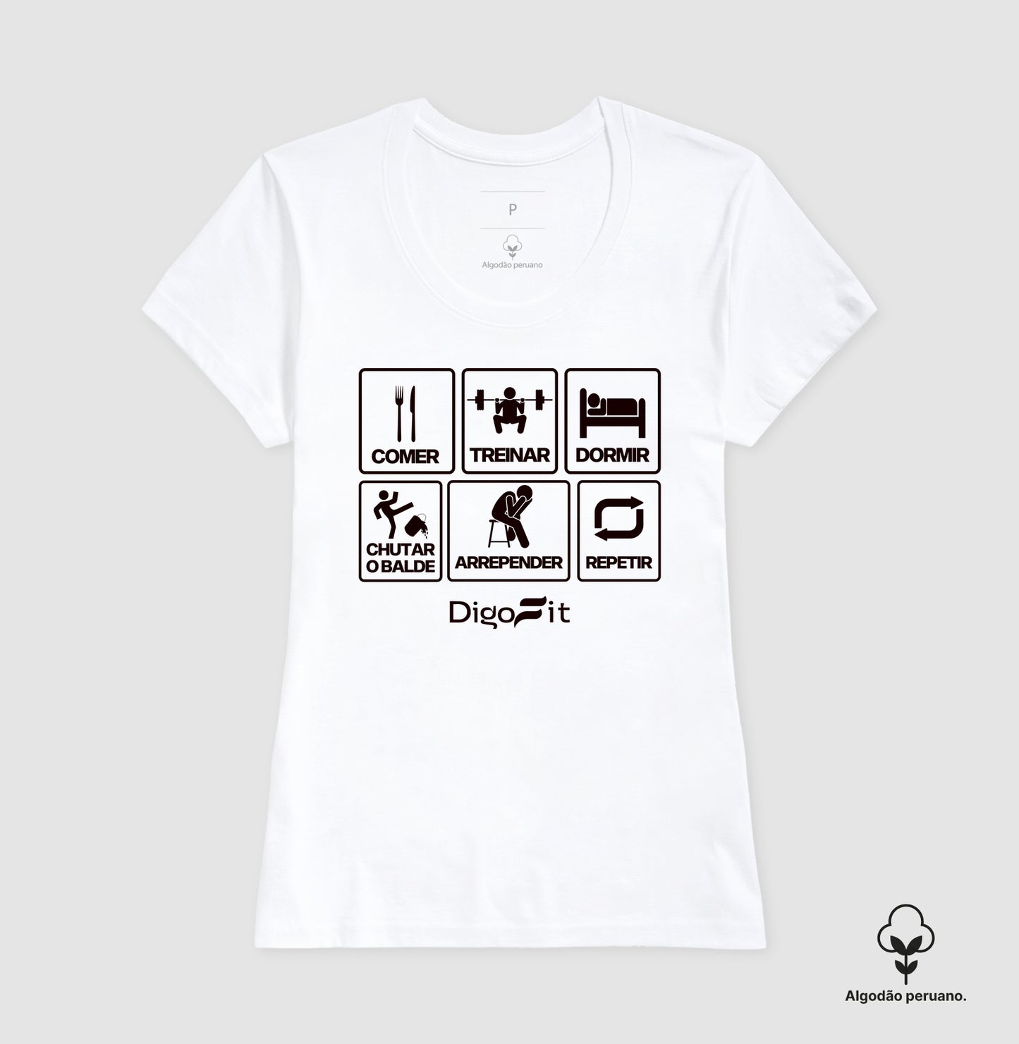 CAMISETA ALGODÃO PERUANO ACADEMIA CHUTANDO O BALDE