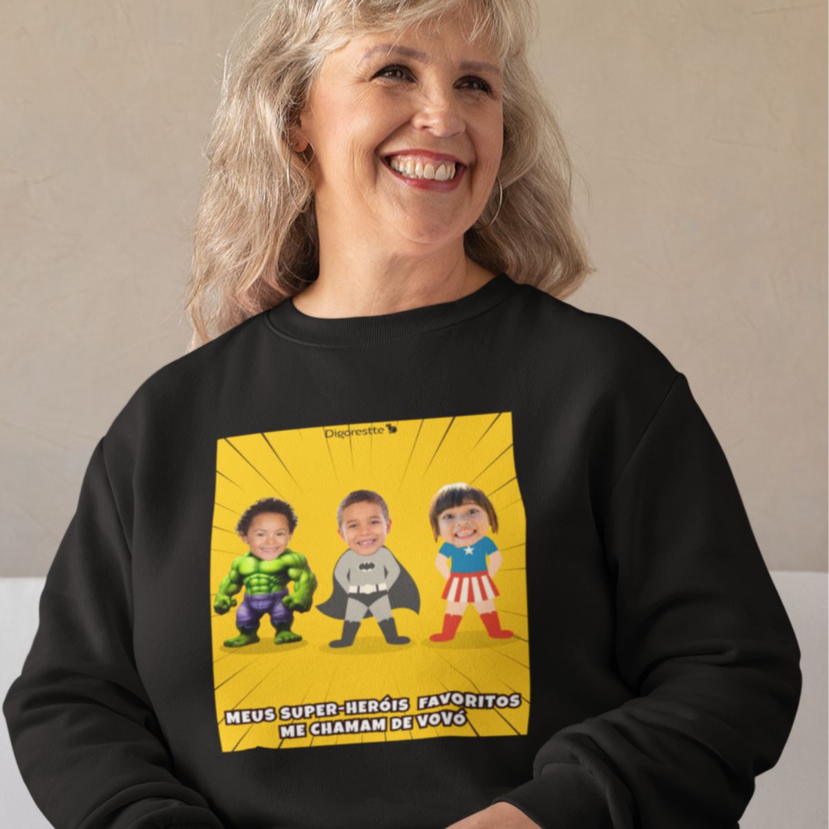 MOLETOM SUÉTER PERSONALIZADO TENHO SUPER-HERÓI / HEROÍNA (PAPAIS / AVÓS / TITIOS / DINDOS)