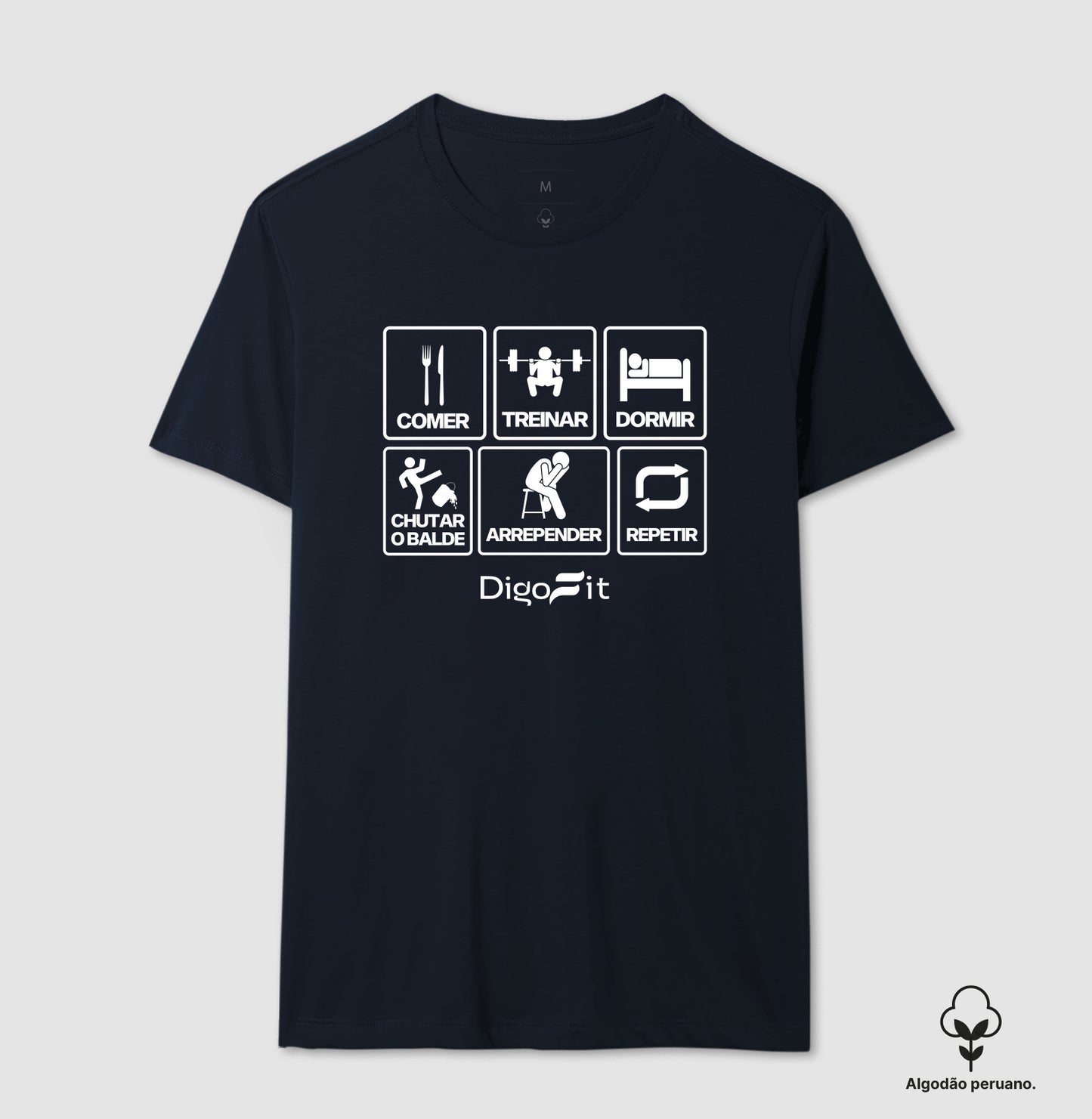 CAMISETA ALGODÃO PERUANO ACADEMIA CHUTANDO O BALDE