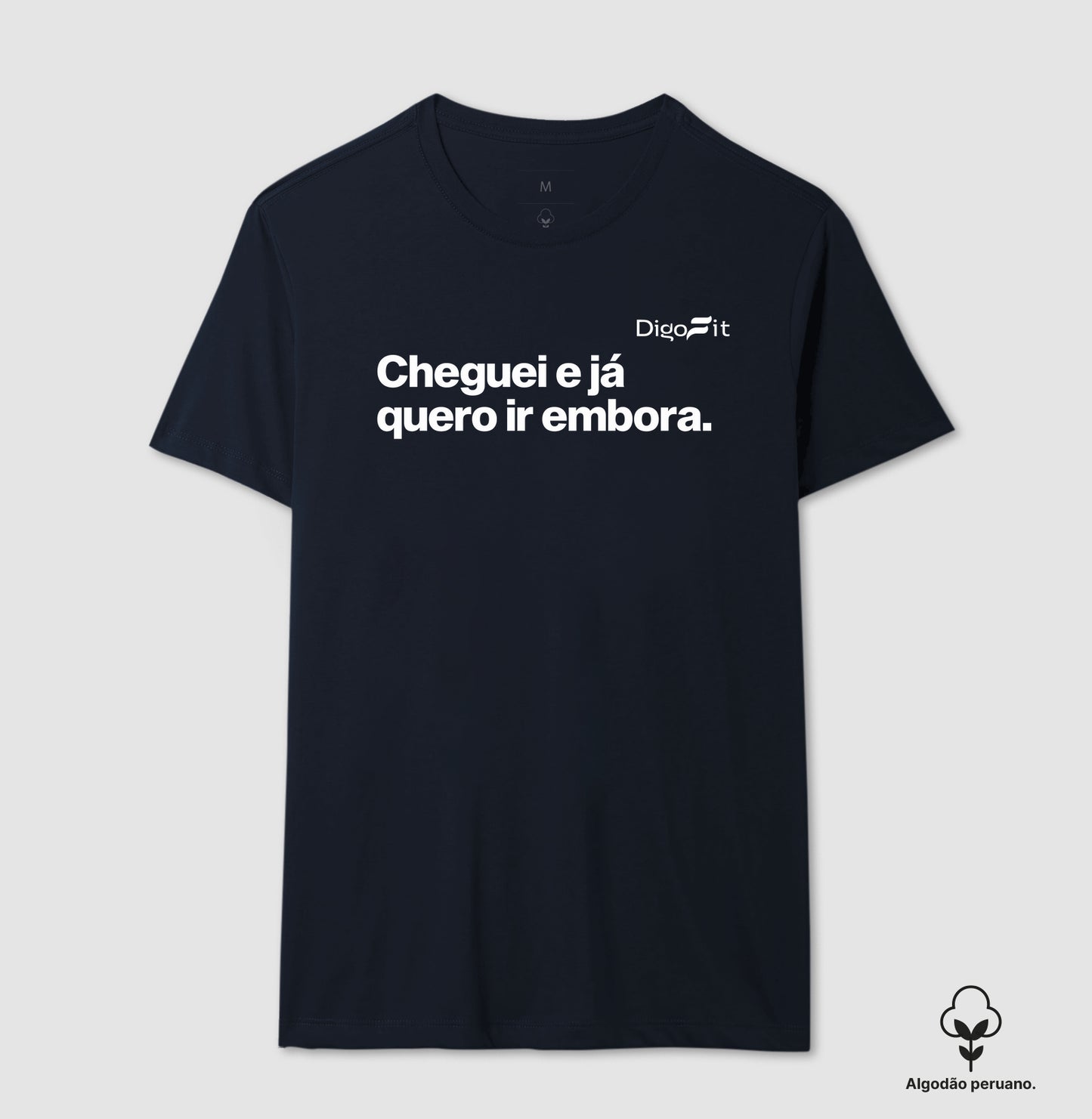 CAMISETA ALGODÃO PERUANO ACADEMIA CHEGUEI E JÁ QUERO IR EMBORA