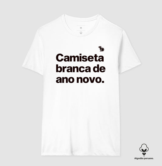 CAMISETA ALGODÃO PERUANO CAMISETA BRANCA DE ANO NOVO