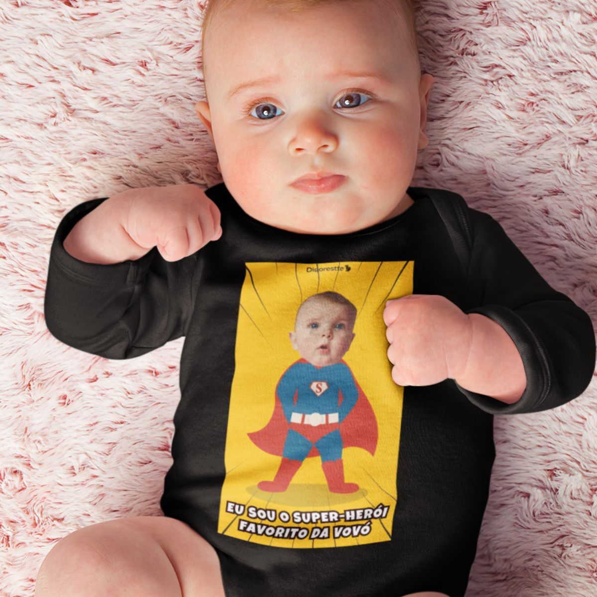 BODY INFANTIL PERSONALIZADO SOU SUPER-HERÓI / HEROÍNA (PAPAIS / AVÓS / TITIOS / DINDOS)