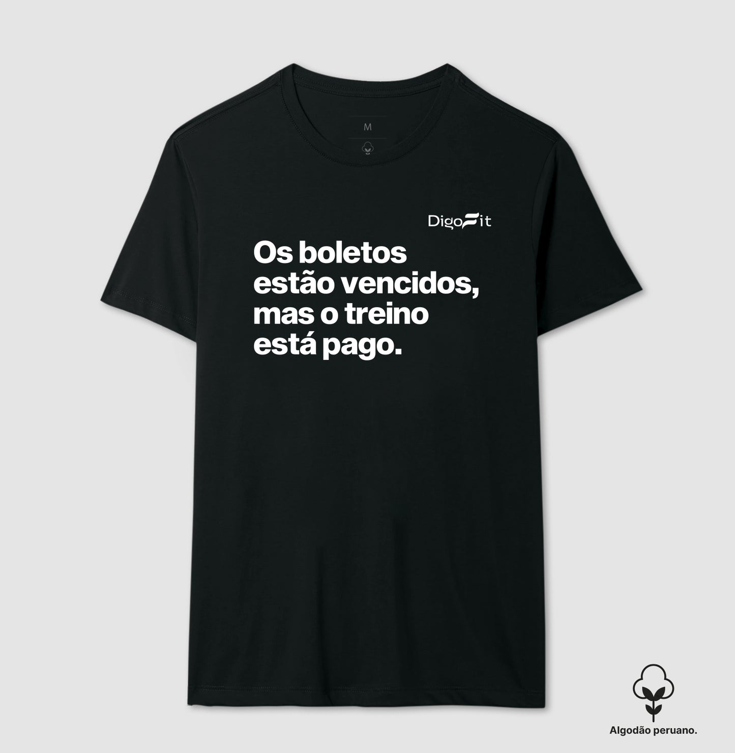 CAMISETA ALGODÃO PERUANO ACADEMIA OS BOLETOS ESTÃO VENCIDOS MAS O TREINO ESTÁ PAGO