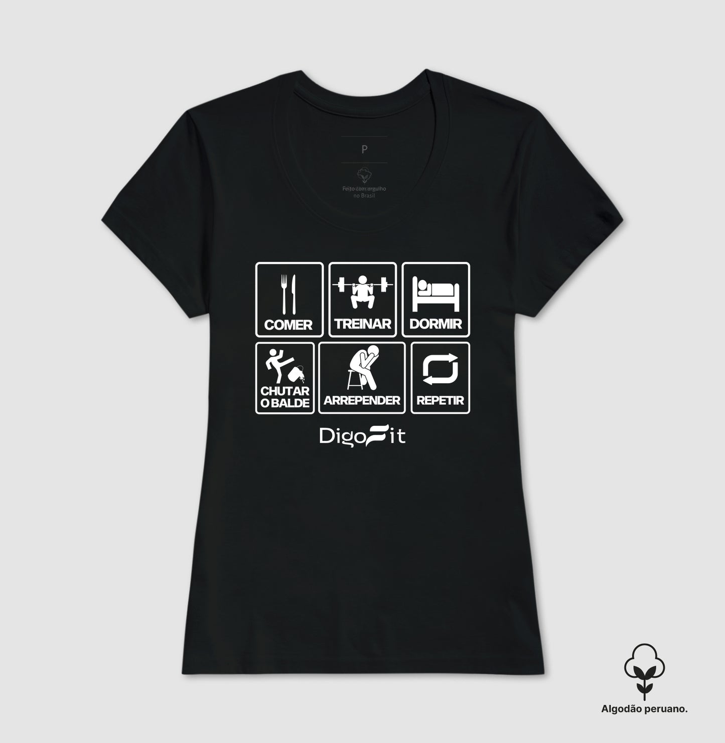 CAMISETA ALGODÃO PERUANO ACADEMIA CHUTANDO O BALDE