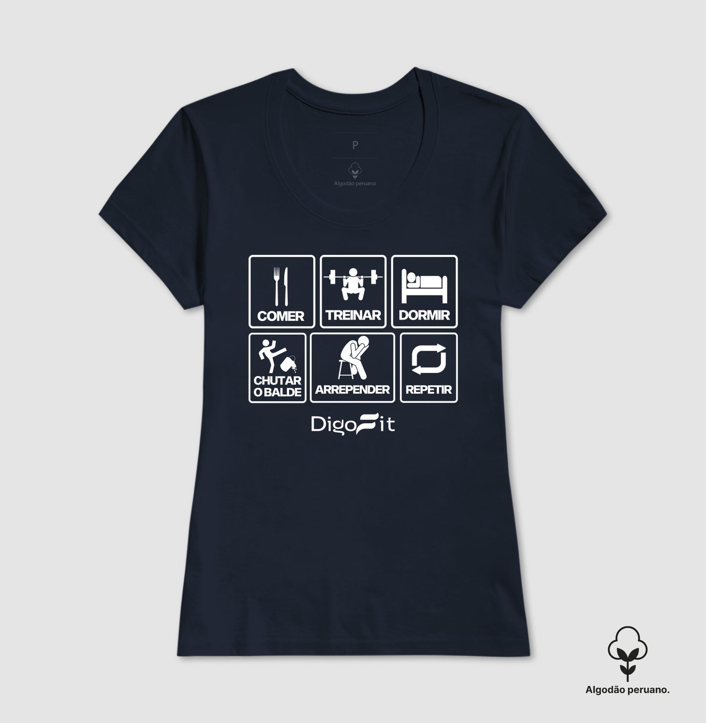 CAMISETA ALGODÃO PERUANO ACADEMIA CHUTANDO O BALDE
