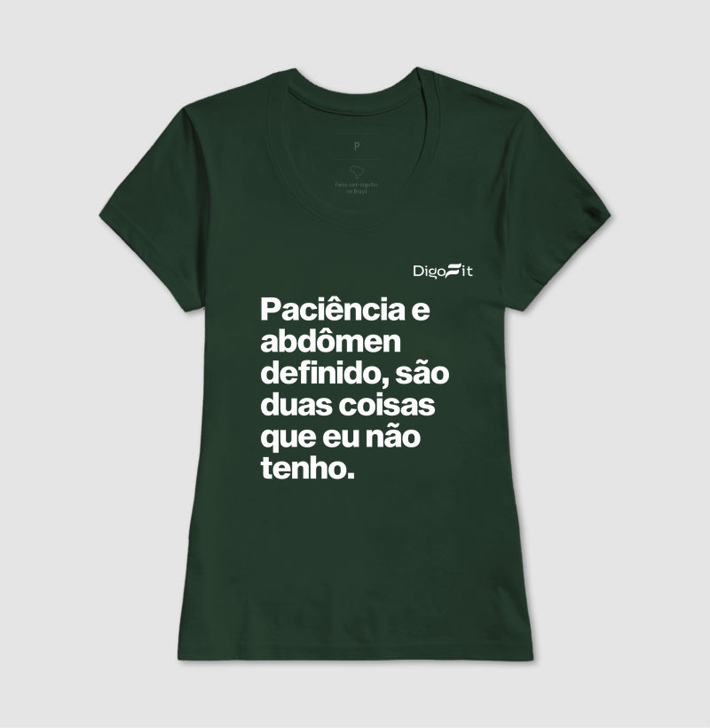 CAMISETA ACADEMIA PACIÊNCIA E ABDÔMEN DEFINIDO