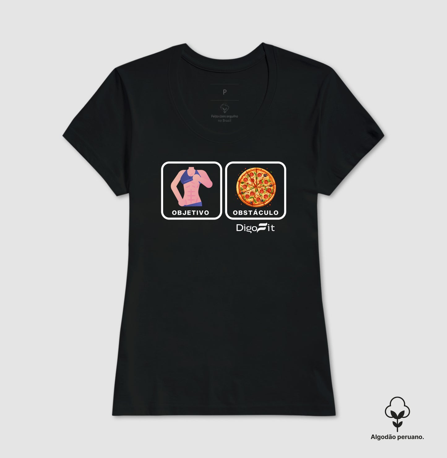 CAMISETA ALGODÃO PERUANO ACADEMIA OBJETIVO X OBSTÁCULO