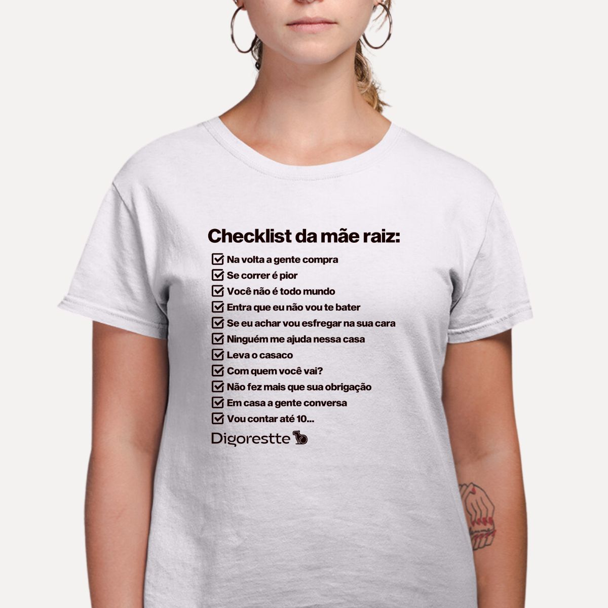 CAMISETA CHECKLIST MÃE RAIZ