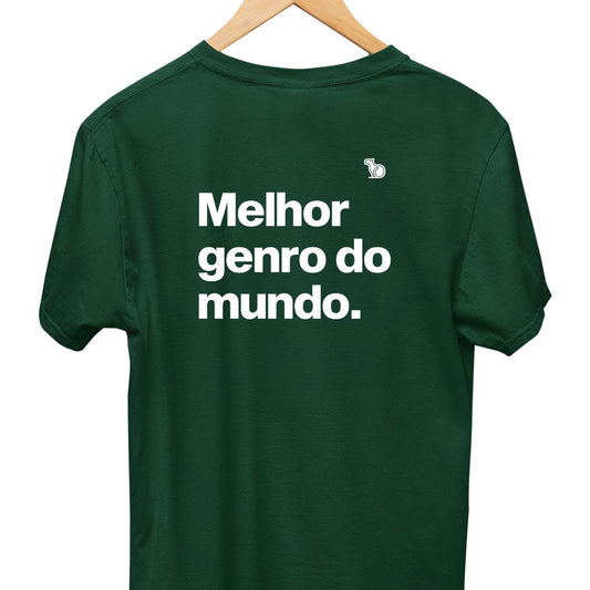 Camiseta com a frase "Melhor genro do mundo." masculina verde