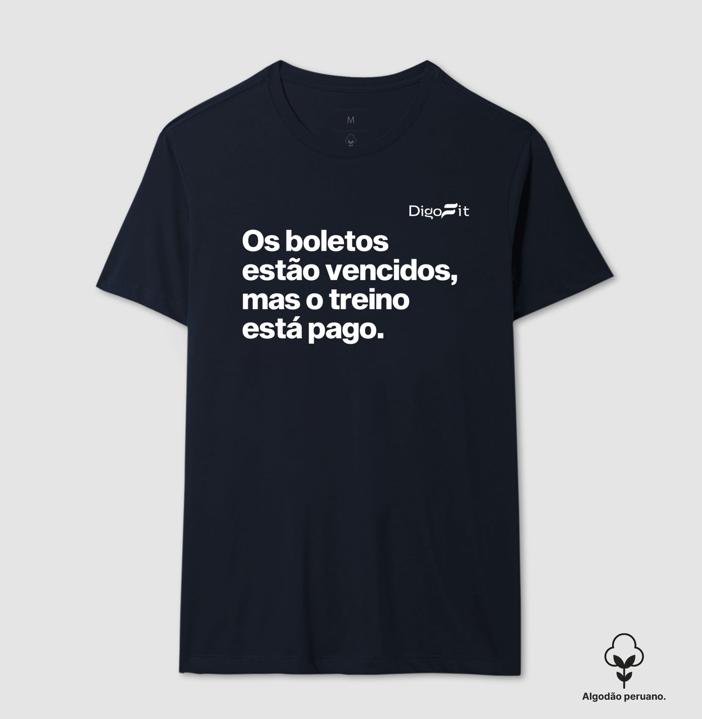 CAMISETA ALGODÃO PERUANO ACADEMIA OS BOLETOS ESTÃO VENCIDOS MAS O TREINO ESTÁ PAGO