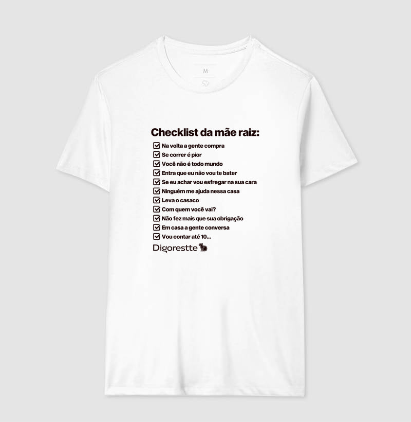 CAMISETA CHECKLIST MÃE RAIZ