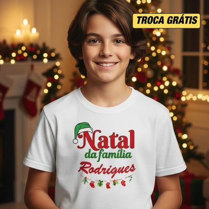 CAMISETA INFANTIL PERSONALIZADA NATAL EM FAMÍLIA