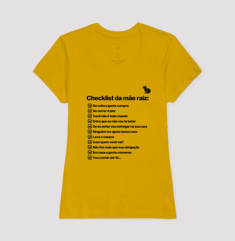 CAMISETA CHECKLIST MÃE RAIZ