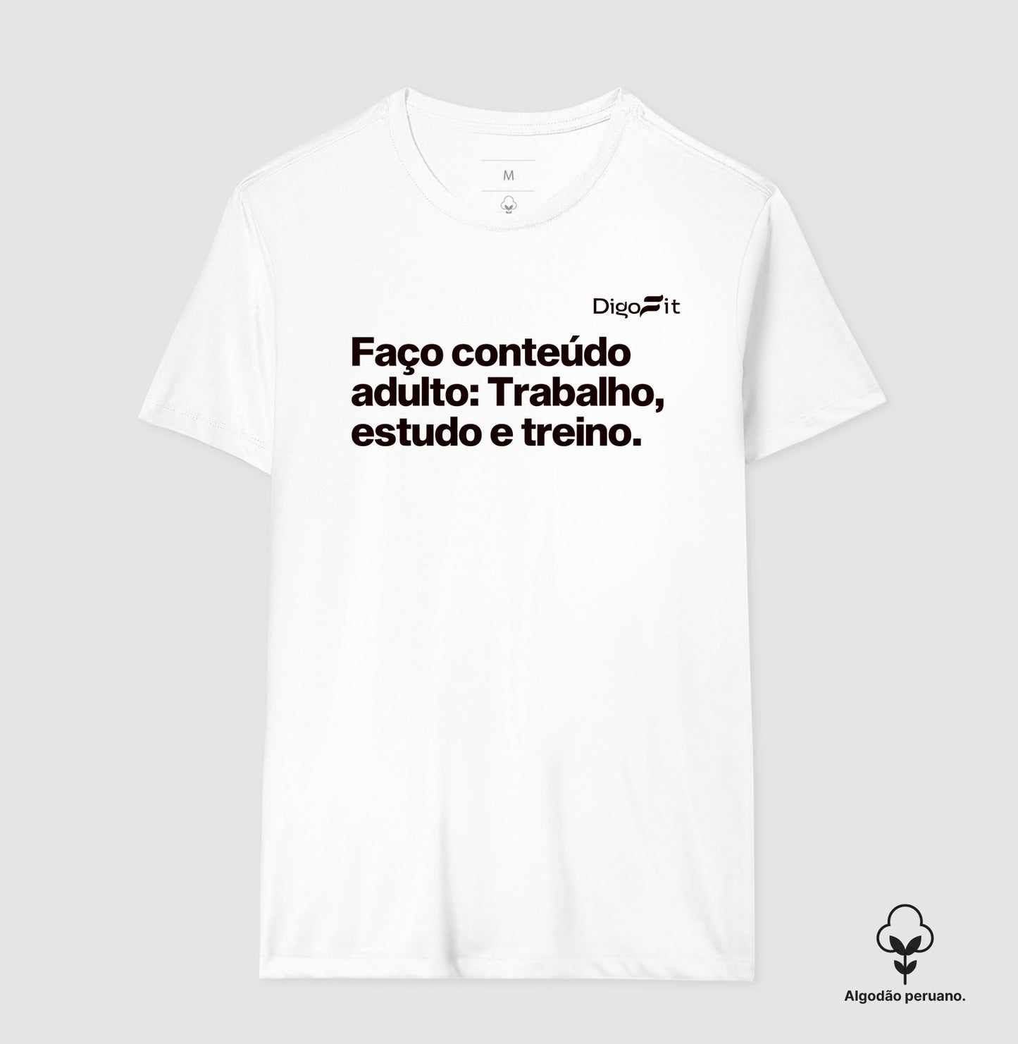CAMISETA ALGODÃO PEREUNO ACADEMIA EU FAÇO CONTEÚDO ADULTO