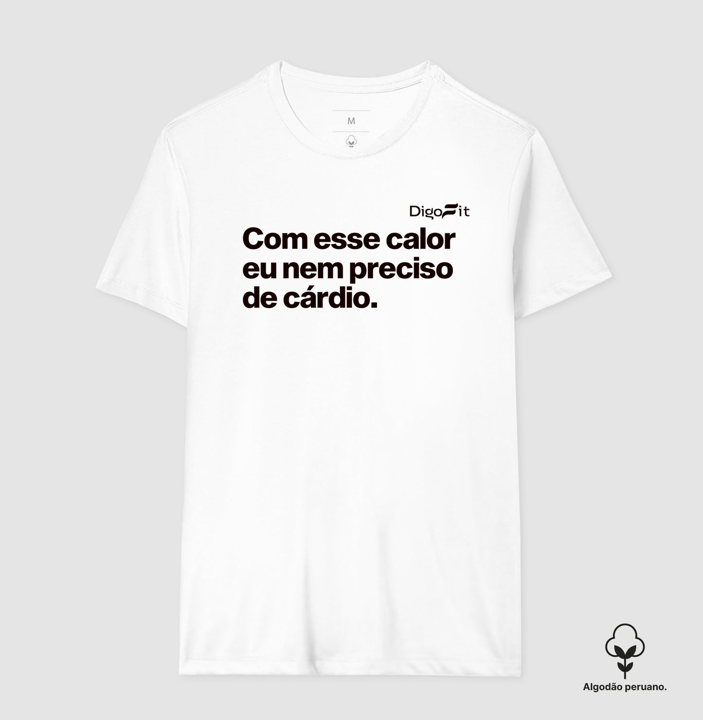 CAMISETA ALGODÃO PERUANO ACADEMIA COM ESSE CALOR NEM PRECISO DE CÁRDIO