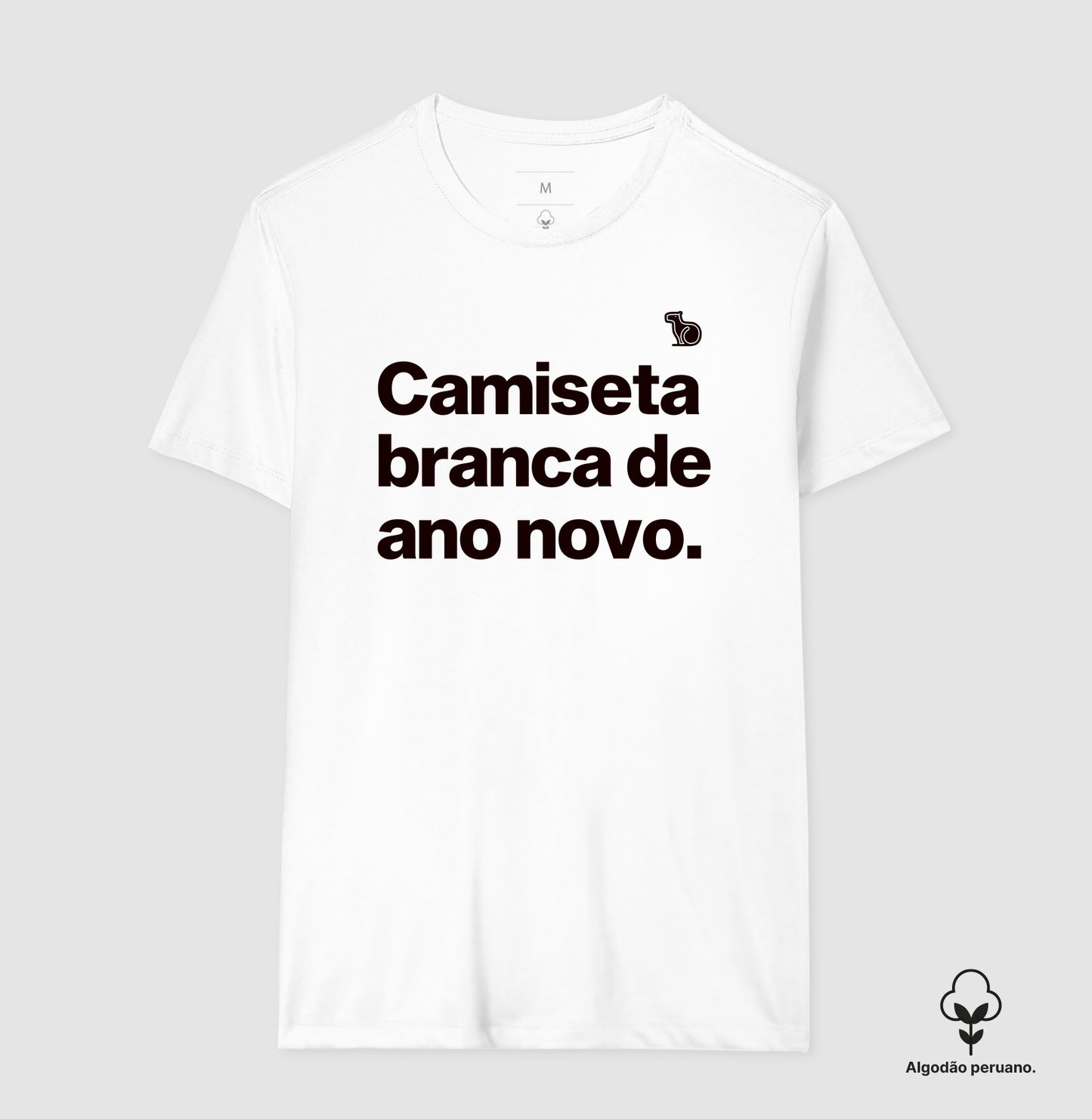 CAMISETA ALGODÃO PERUANO CAMISETA BRANCA DE ANO NOVO