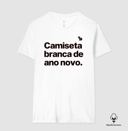 CAMISETA ALGODÃO PERUANO CAMISETA BRANCA DE ANO NOVO