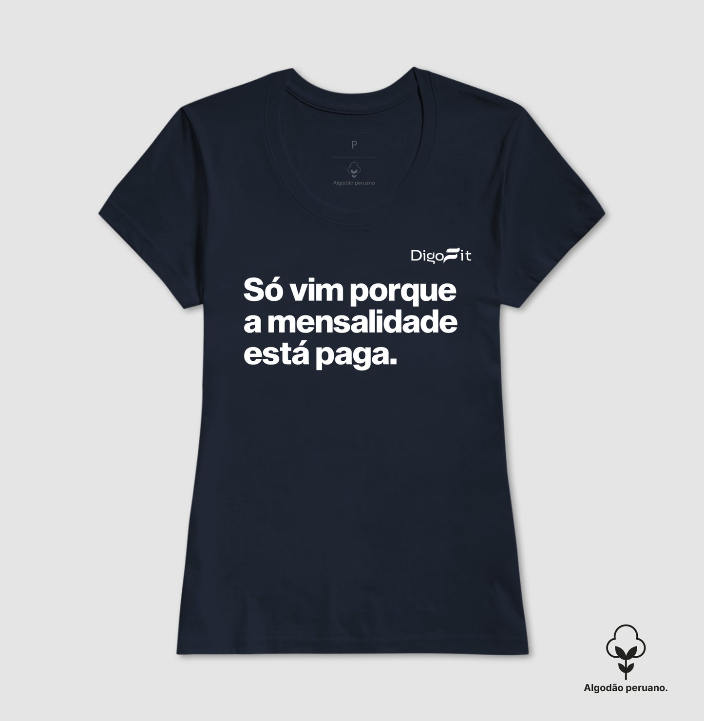 CAMISETA ALGODÃO PERUANO ACADEMIA SÓ VIM PORQUE A MENSALIDADE ESTÁ PAGA