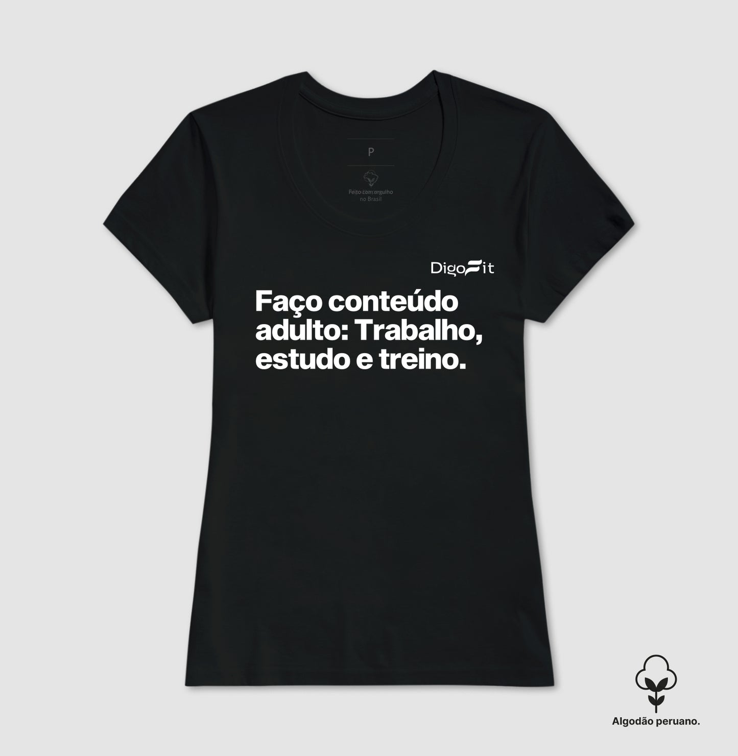 CAMISETA ALGODÃO PEREUNO ACADEMIA EU FAÇO CONTEÚDO ADULTO
