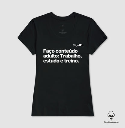CAMISETA ALGODÃO PEREUNO ACADEMIA EU FAÇO CONTEÚDO ADULTO