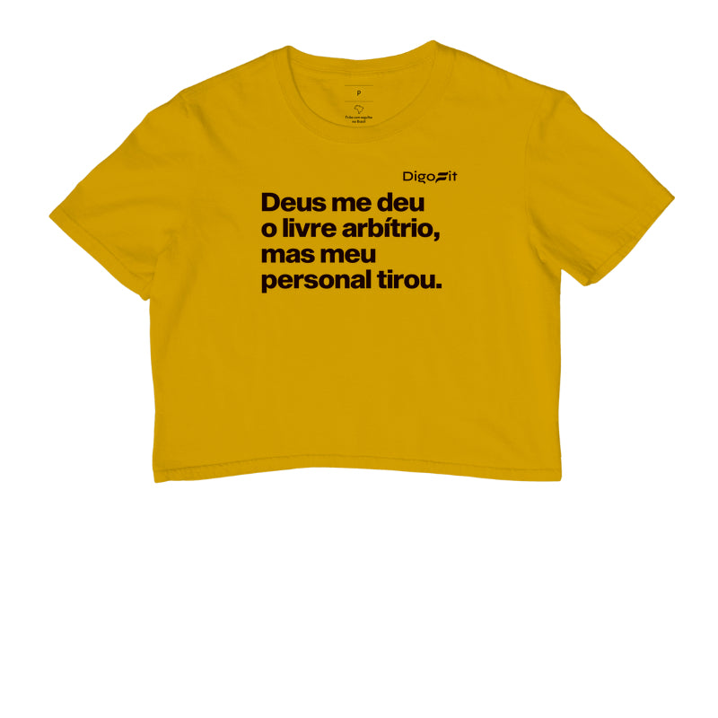 CROPPED ACADEMIA MEU PERSONAL TIROU MEU LIVRE ARBÍTRIO