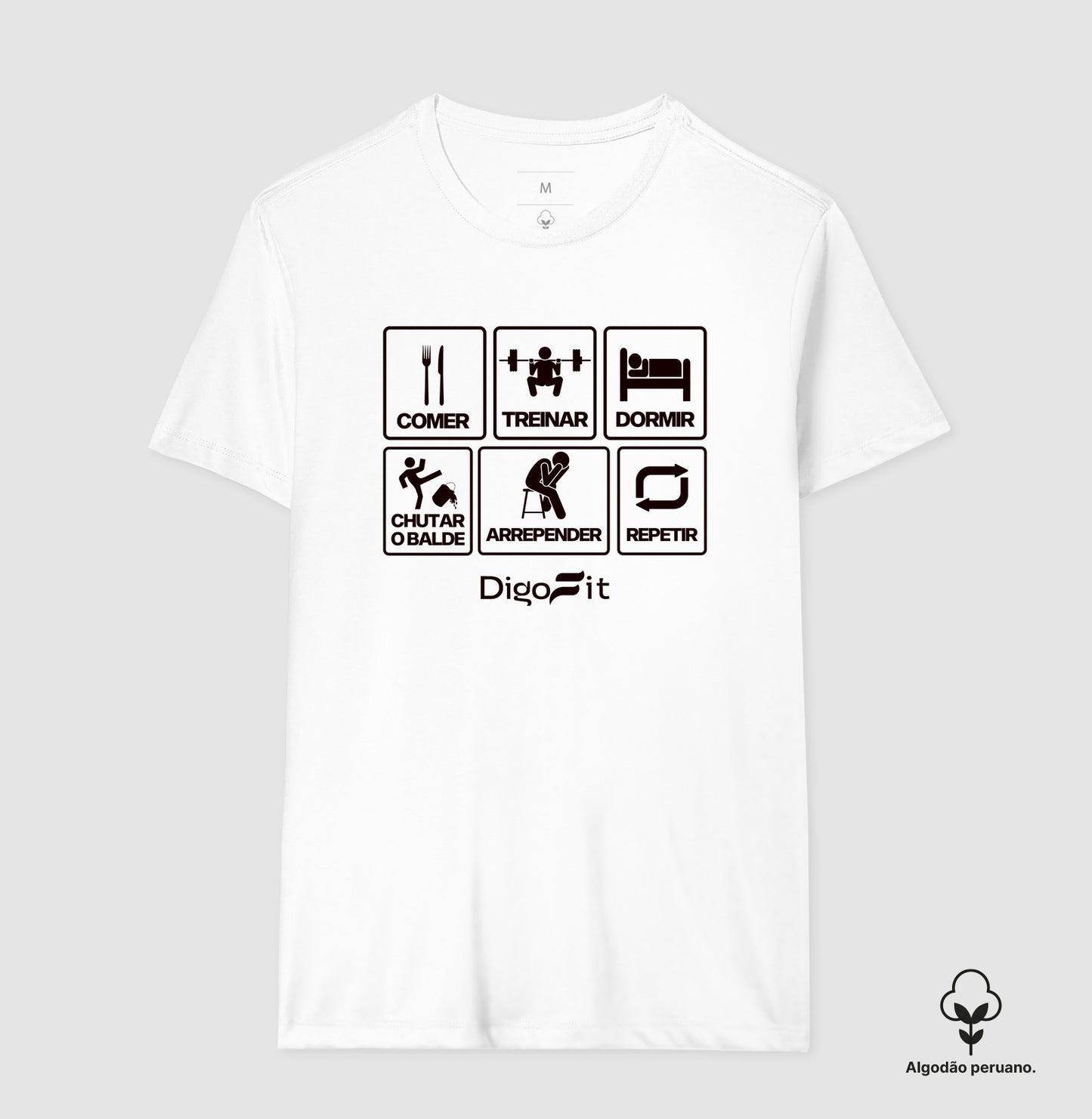 CAMISETA ALGODÃO PERUANO ACADEMIA CHUTANDO O BALDE