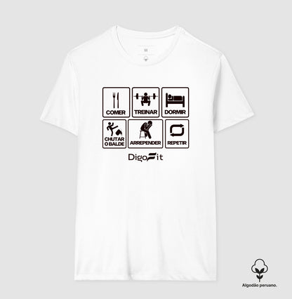 CAMISETA ALGODÃO PERUANO ACADEMIA CHUTANDO O BALDE