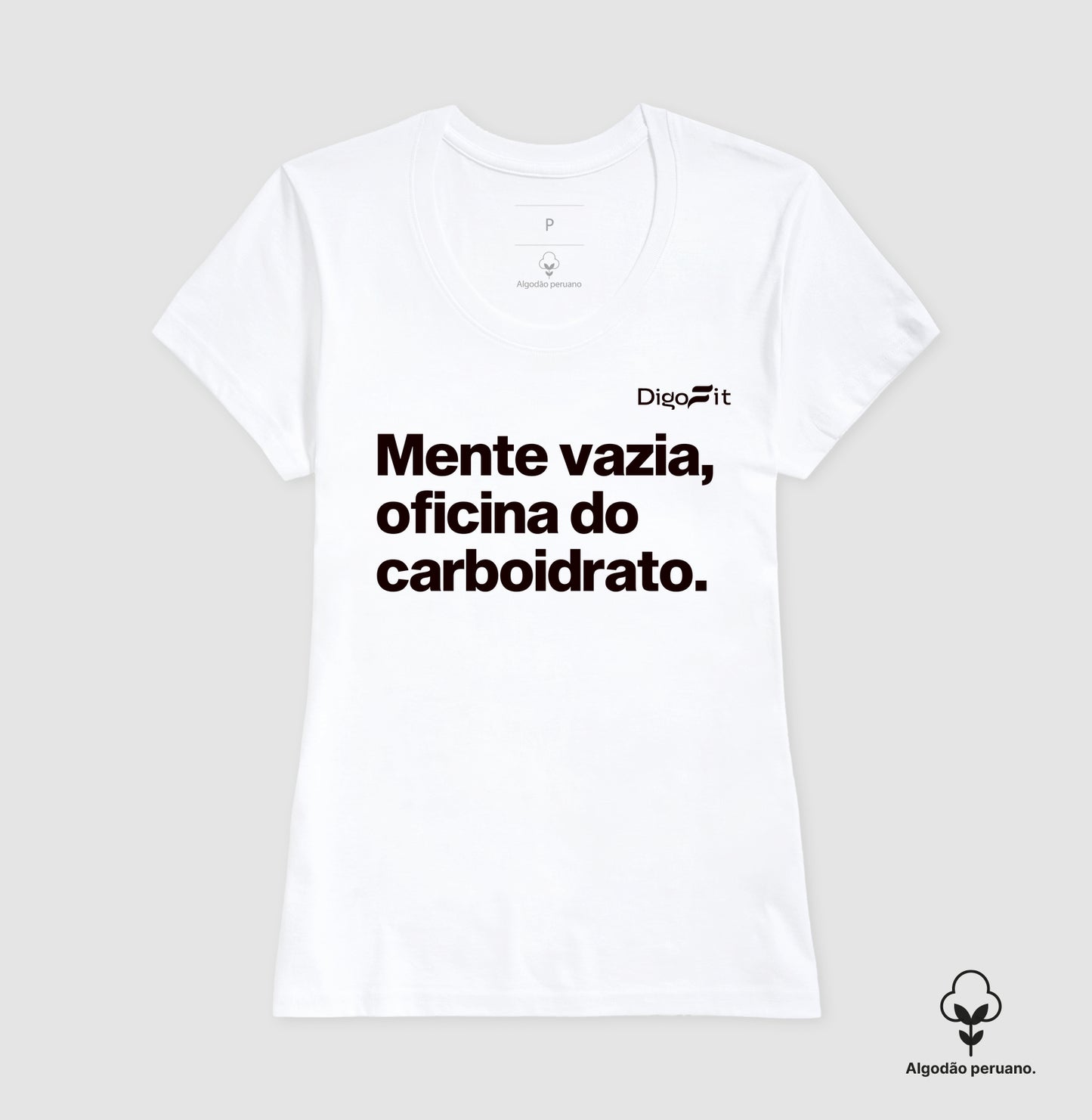 CAMISETA ALGODÃO PERUANO ACADEMIA MENTE VAZIA OFICINA DO CARBOIDRATO