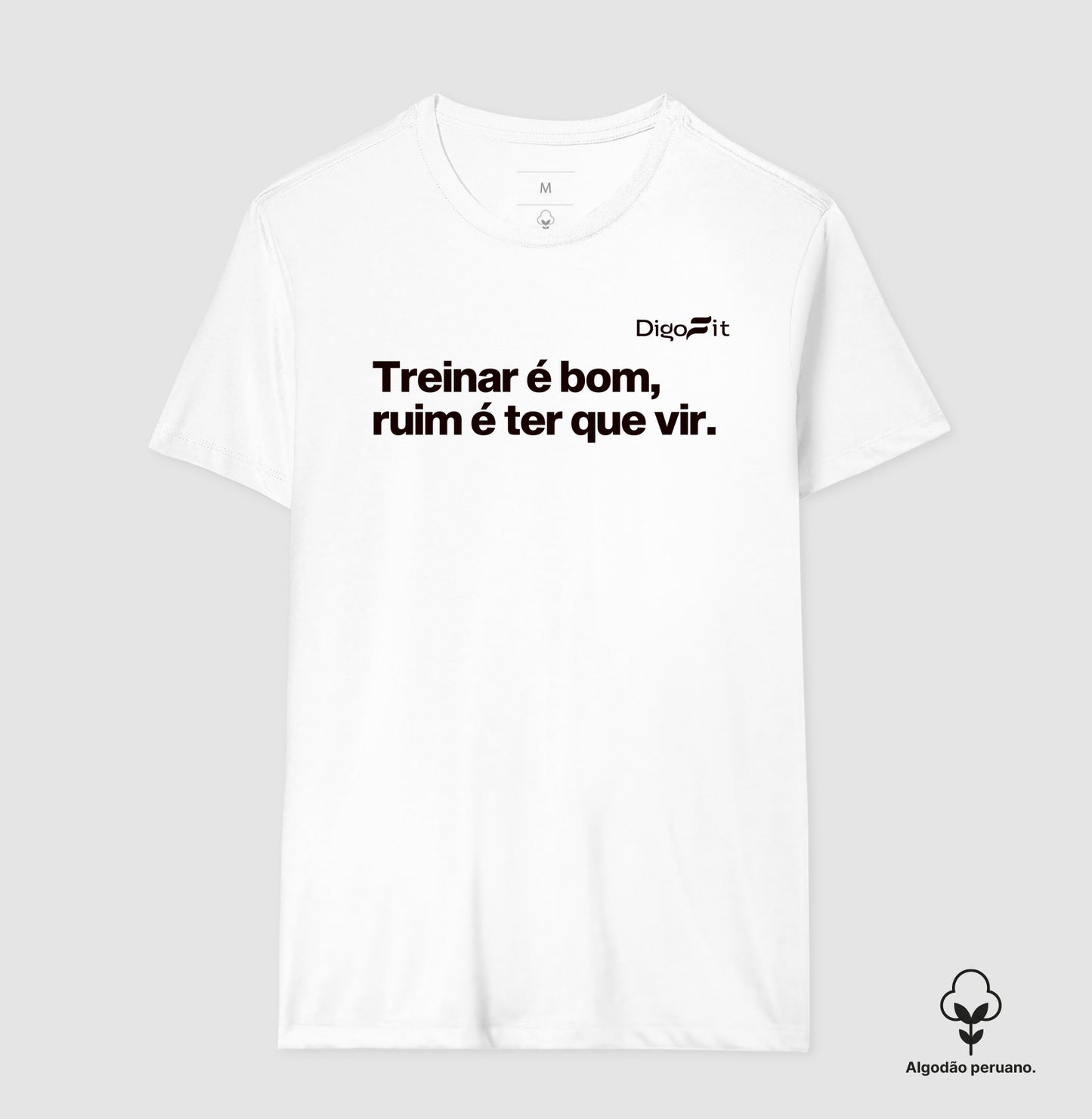 CAMISETA ALGODÃO PERUANO ACADEMIA TREINAR É BOM RUIM É TER QUE VIR
