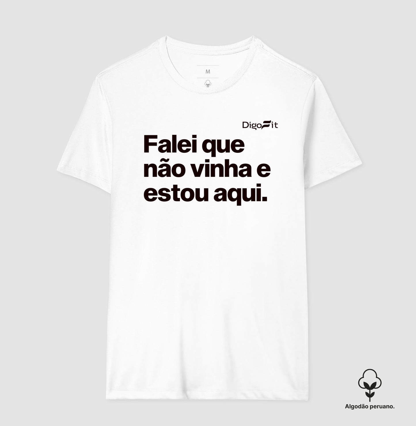 CAMISETA ALGODÃO PERUANO ACADEMIA FALEI QUE NÃO VINHA E ESTOU AQUI