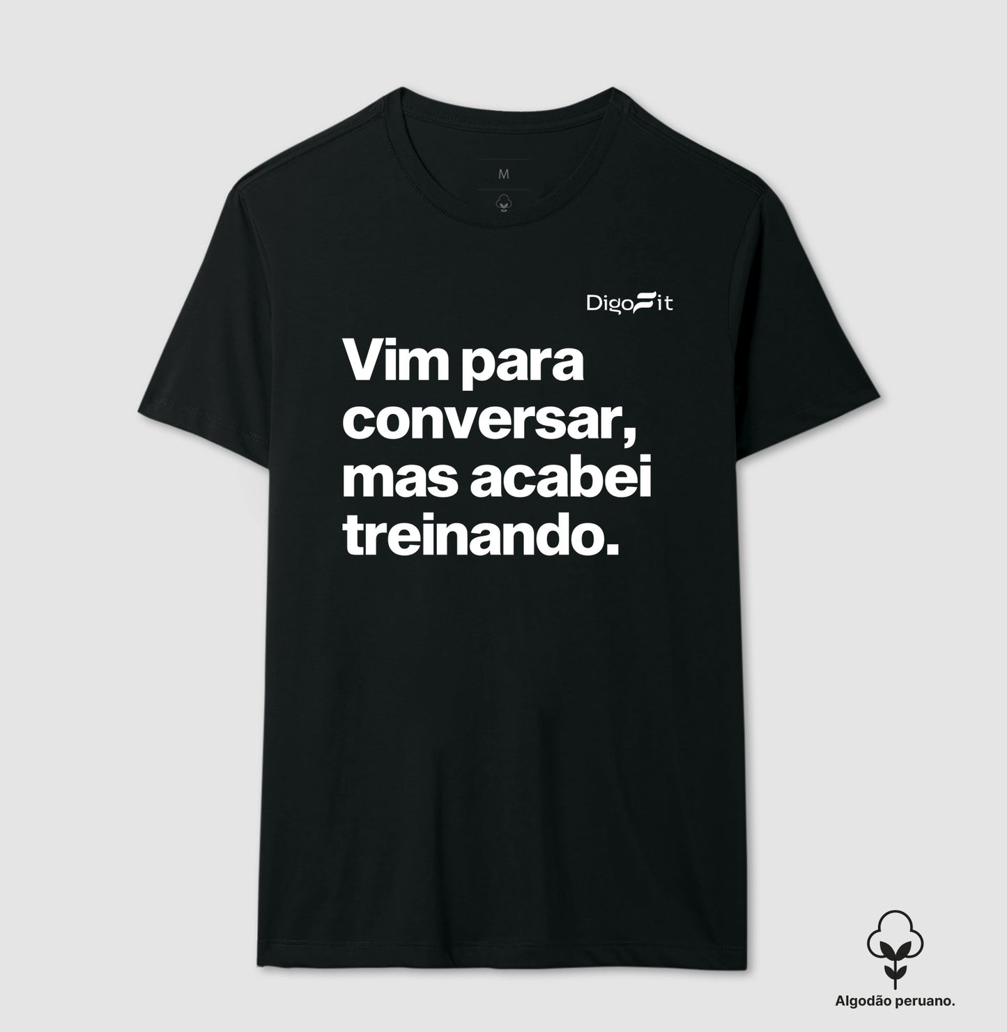 CAMISETA ALGODÃO PERUANO ACADEMIA VIM PARA CONVERSAR