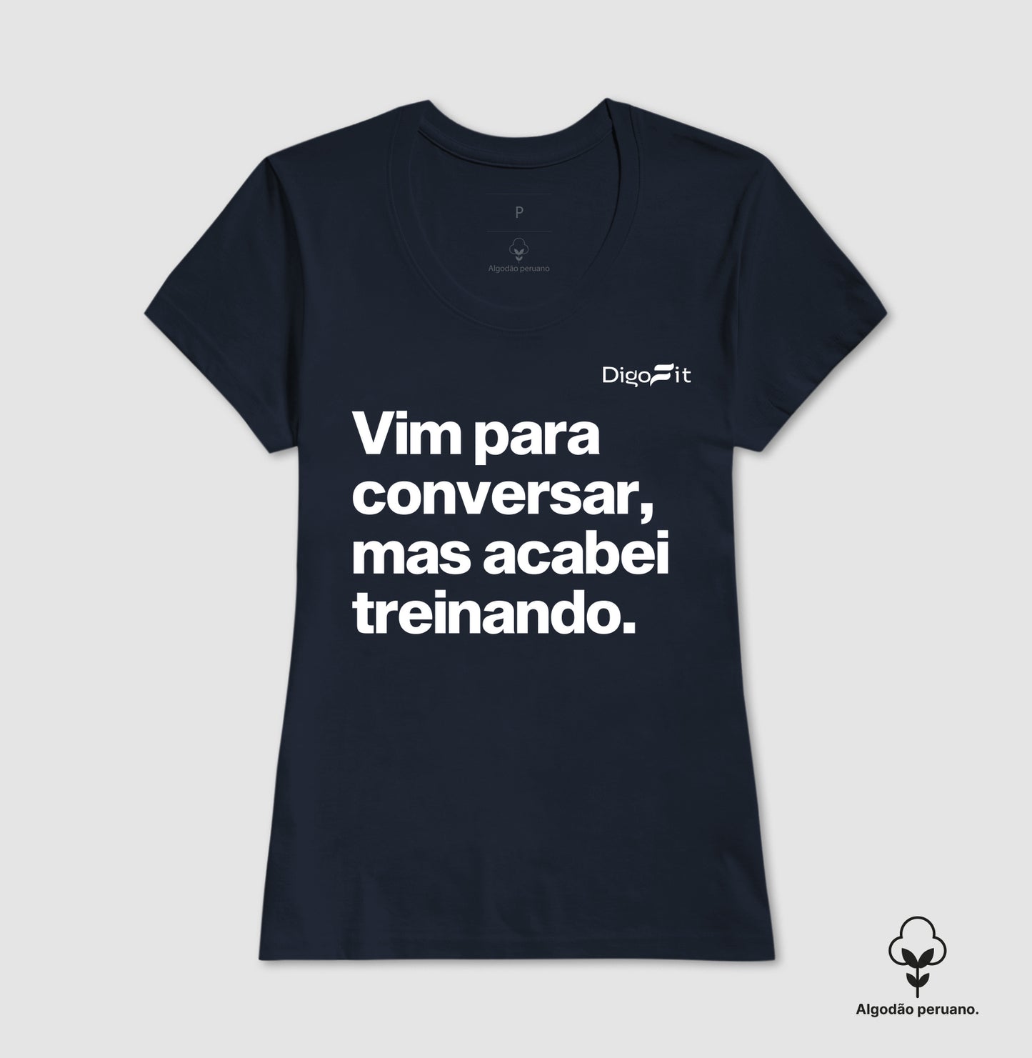 CAMISETA ALGODÃO PERUANO ACADEMIA VIM PARA CONVERSAR
