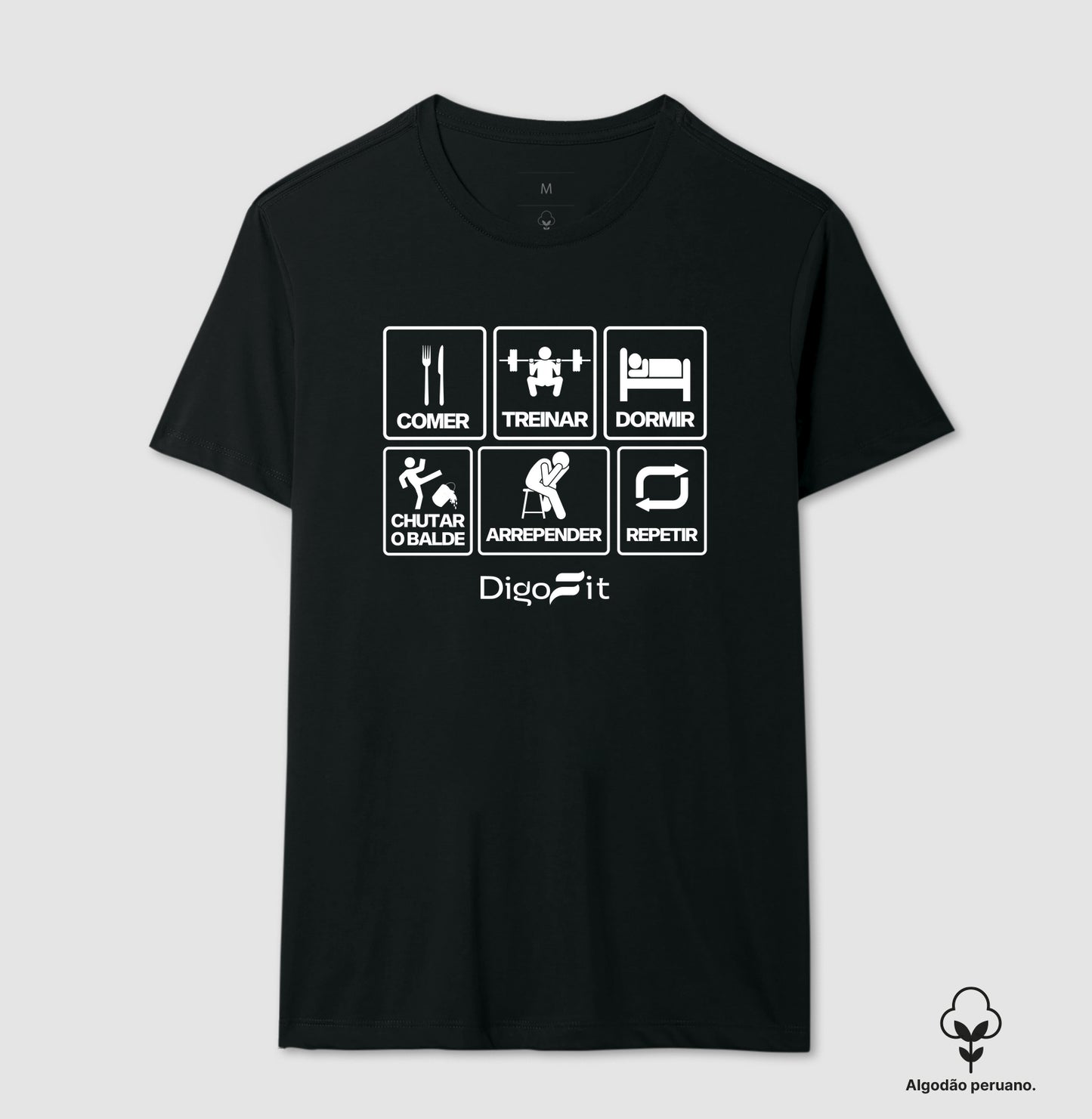 CAMISETA ALGODÃO PERUANO ACADEMIA CHUTANDO O BALDE