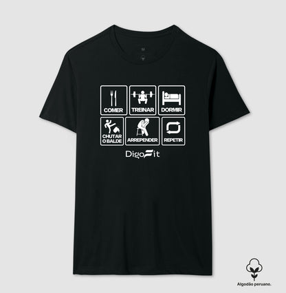 CAMISETA ALGODÃO PERUANO ACADEMIA CHUTANDO O BALDE
