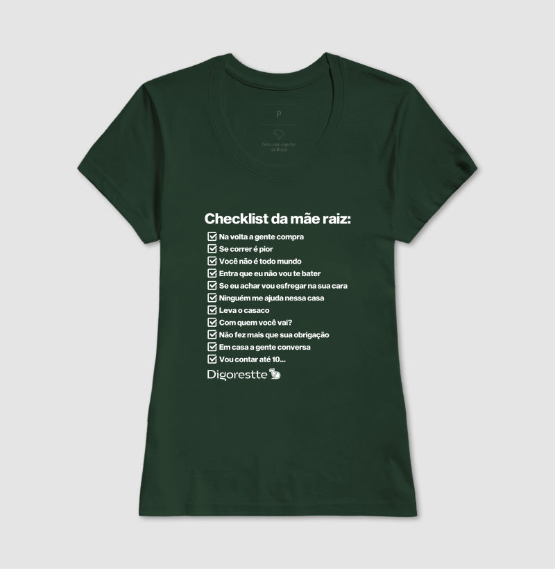 CAMISETA CHECKLIST MÃE RAIZ