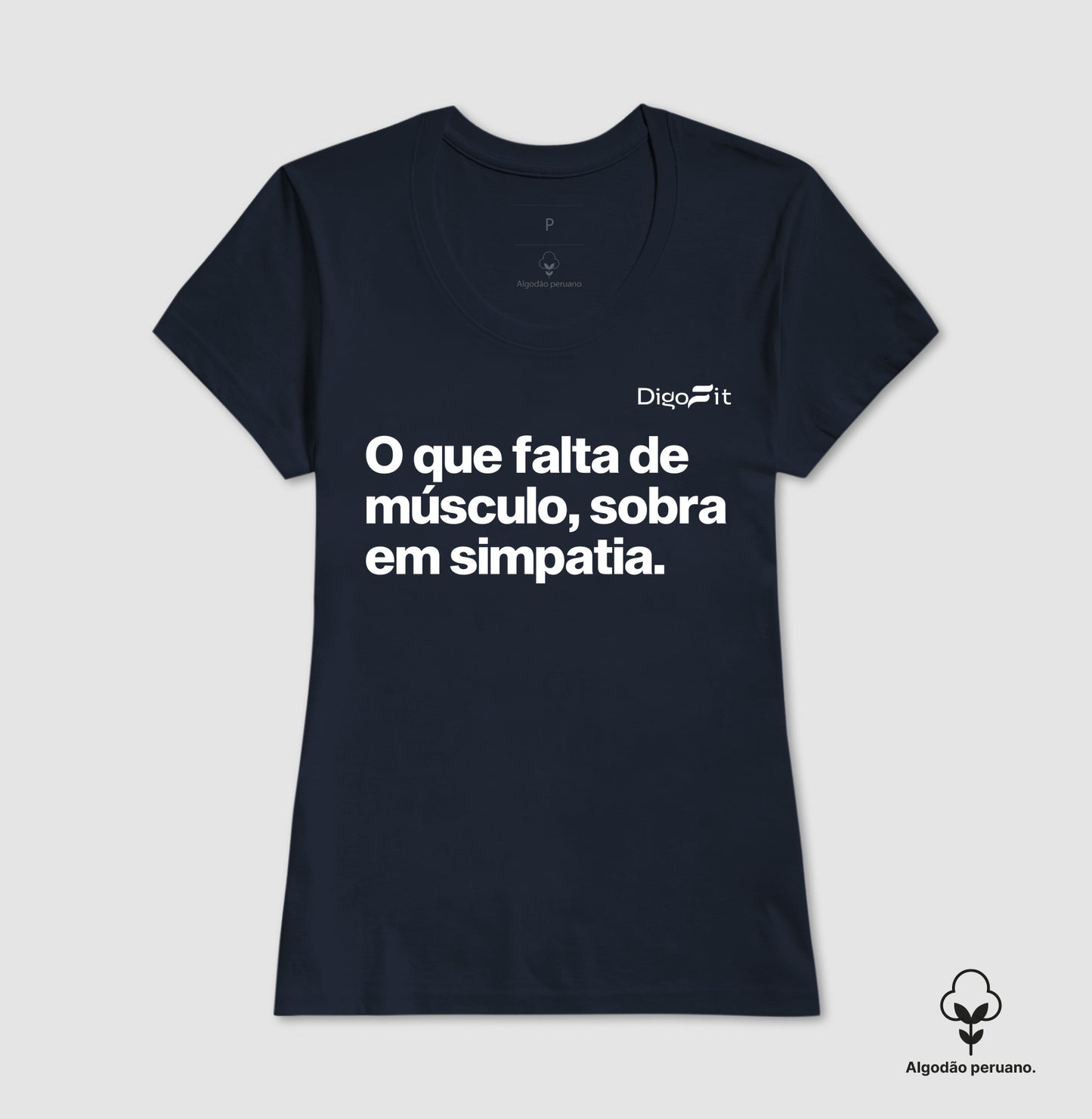 CAMISETA ALGODÃO PERUANO ACADEMIA FALTA DE MÚSCULO E SOBRA SIMPATIA