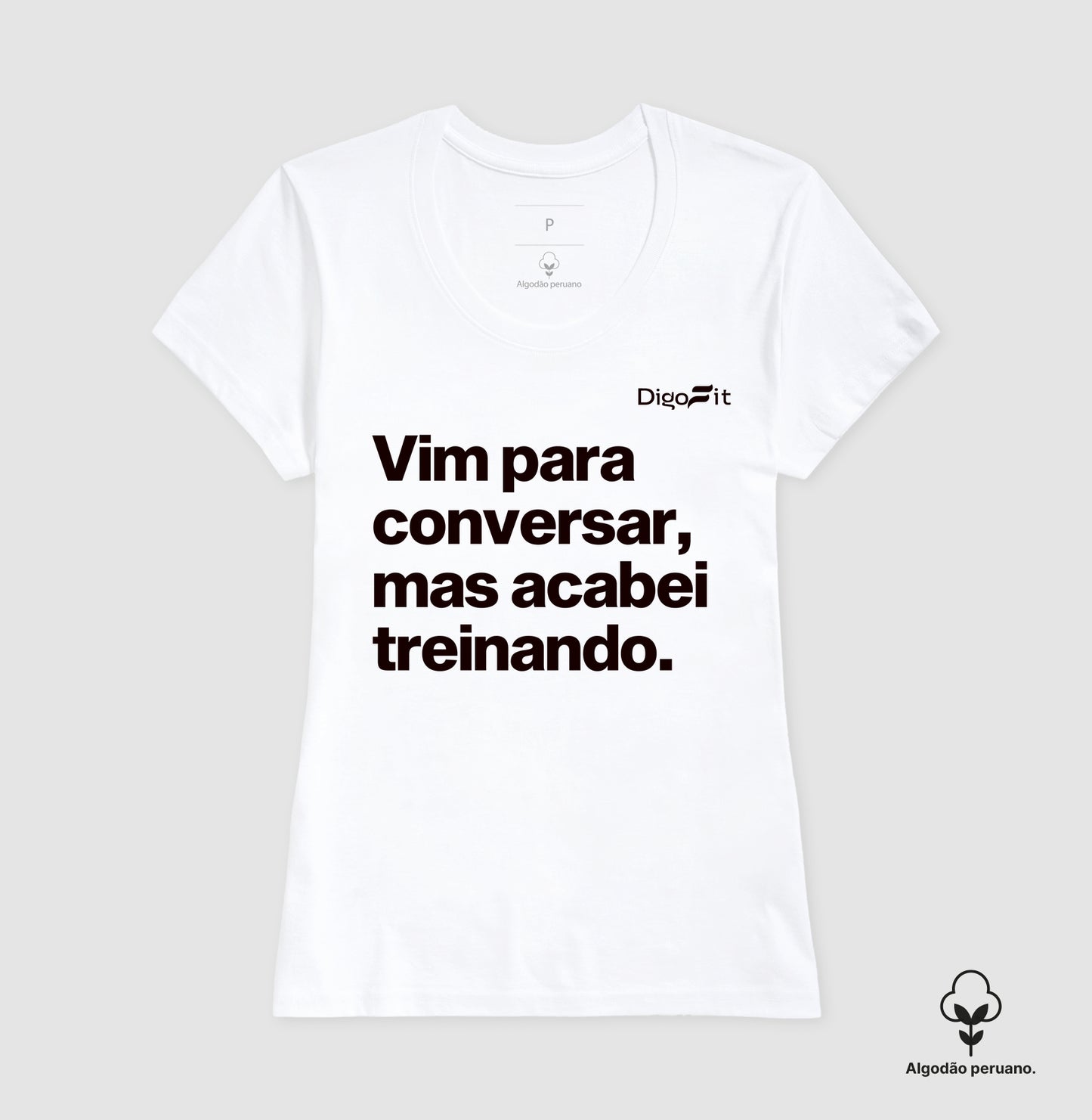 CAMISETA ALGODÃO PERUANO ACADEMIA VIM PARA CONVERSAR