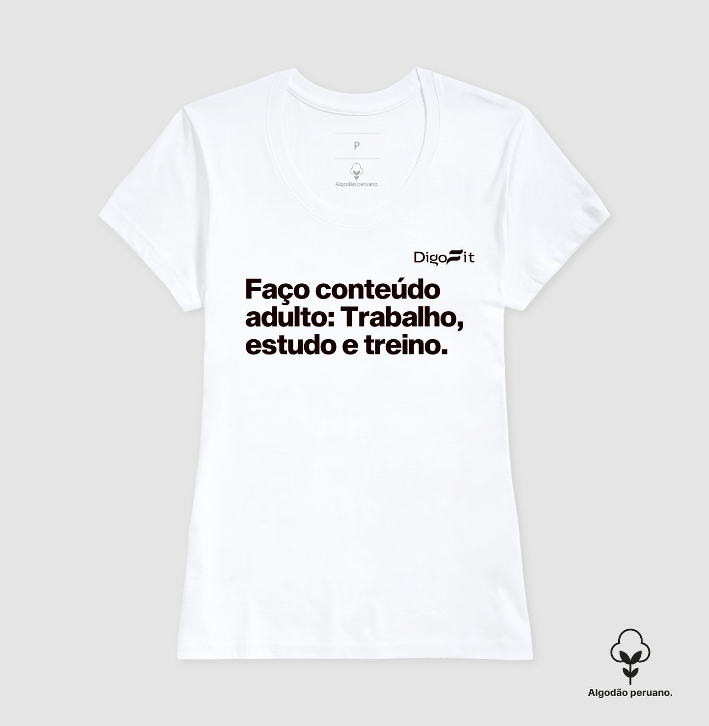 CAMISETA ALGODÃO PEREUNO ACADEMIA EU FAÇO CONTEÚDO ADULTO