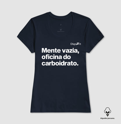 CAMISETA ALGODÃO PERUANO ACADEMIA MENTE VAZIA OFICINA DO CARBOIDRATO