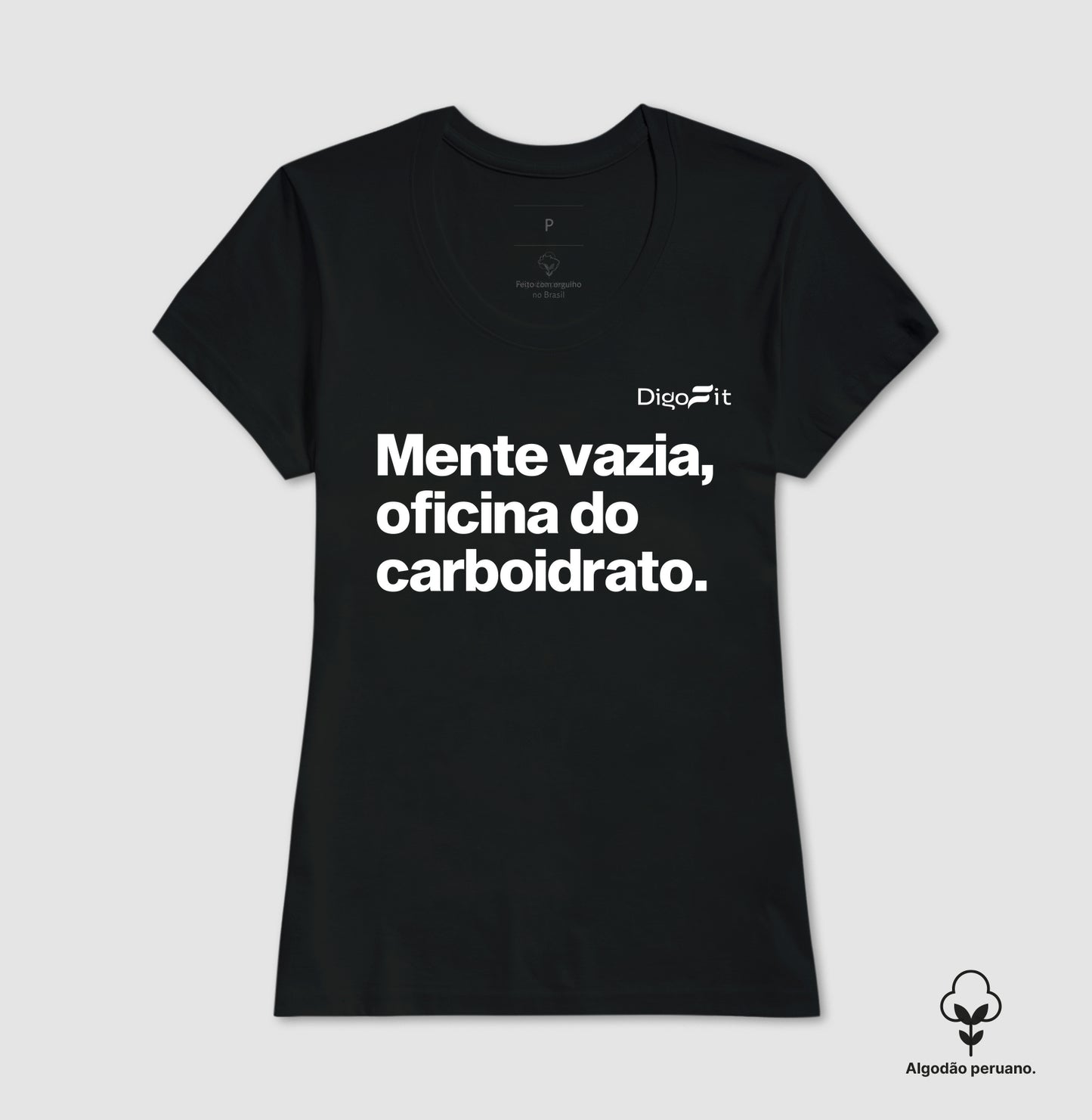 CAMISETA ALGODÃO PERUANO ACADEMIA MENTE VAZIA OFICINA DO CARBOIDRATO