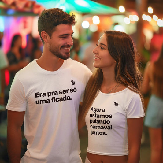 KIT CAMISETAS CASAL CARNAVAL ERA PRA SER SÓ UMA FICADA