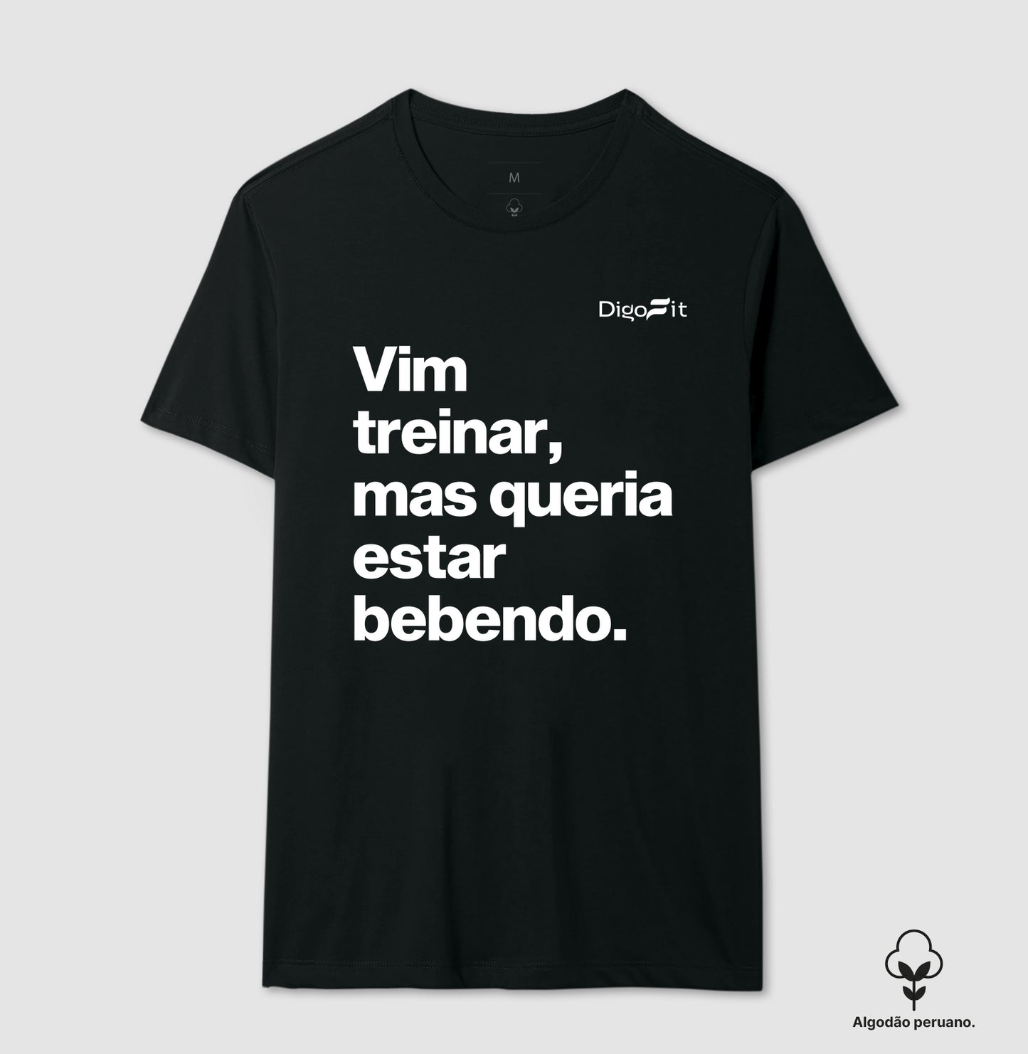 CAMISETA ALGODÃO PERUANO ACADEMIA VIM TREINAR MAS QUERIA ESTAR BEBENDO