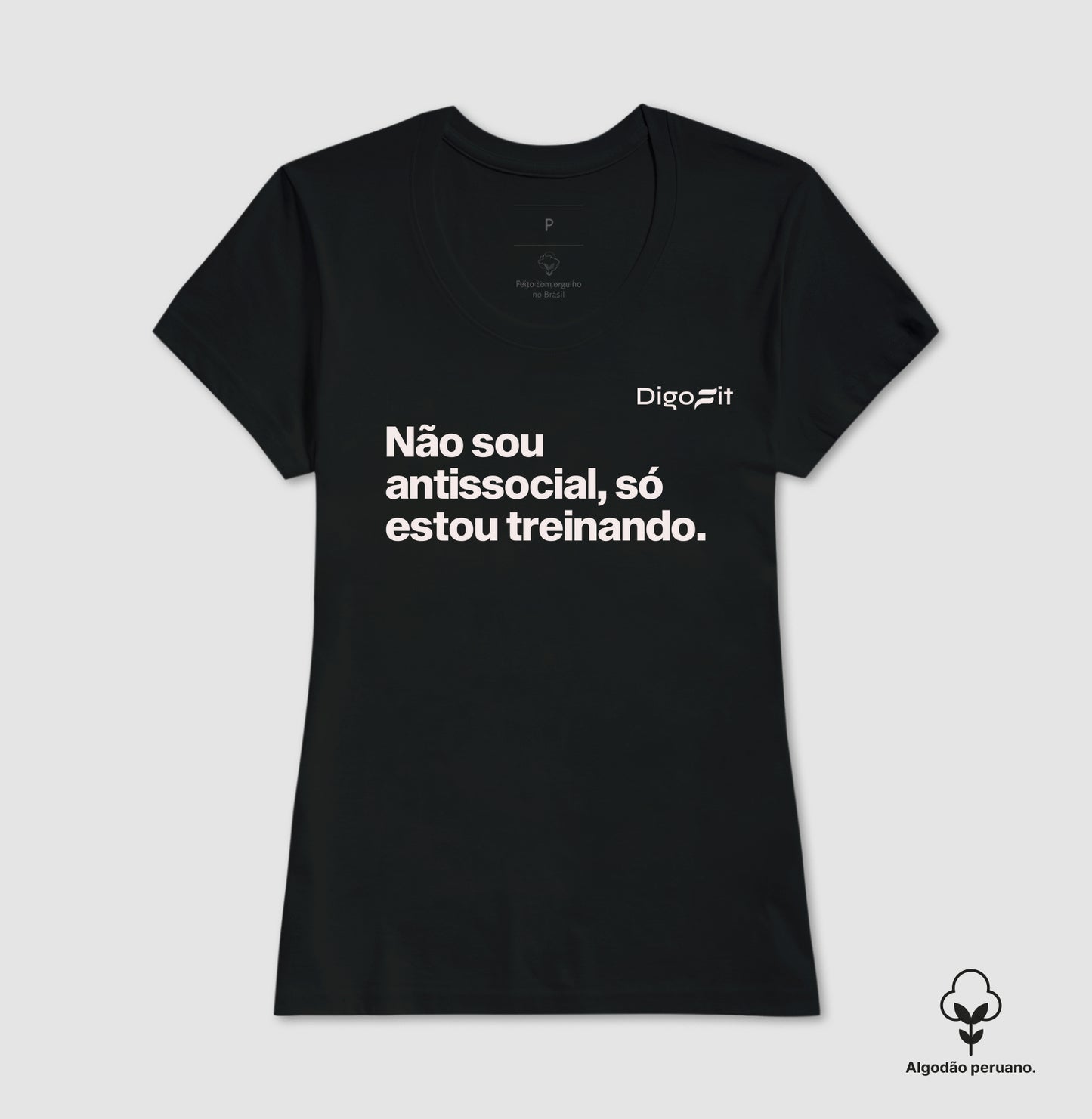 CAMISETA ALGODÃO PERUANO ACADEMIA NÃO SOU ANTISSOCIAL SÓ ESTOU TREINANDO
