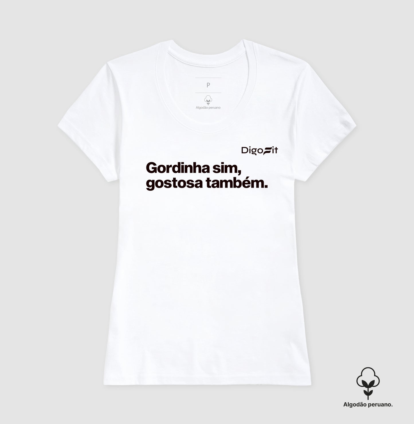 CAMISETA ALGODÃO PERUANO ACADEMIA GORDINHA SIM GOSTOSA TAMBÉM
