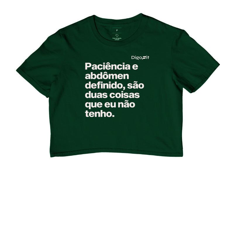 CROPPED ACADEMIA PACIÊNCIA E ABDÔMEN DEFINIDO