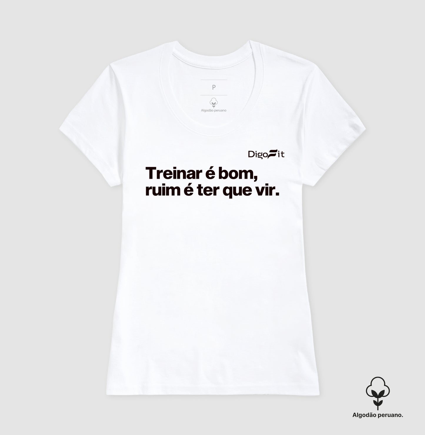 CAMISETA ALGODÃO PERUANO ACADEMIA TREINAR É BOM RUIM É TER QUE VIR