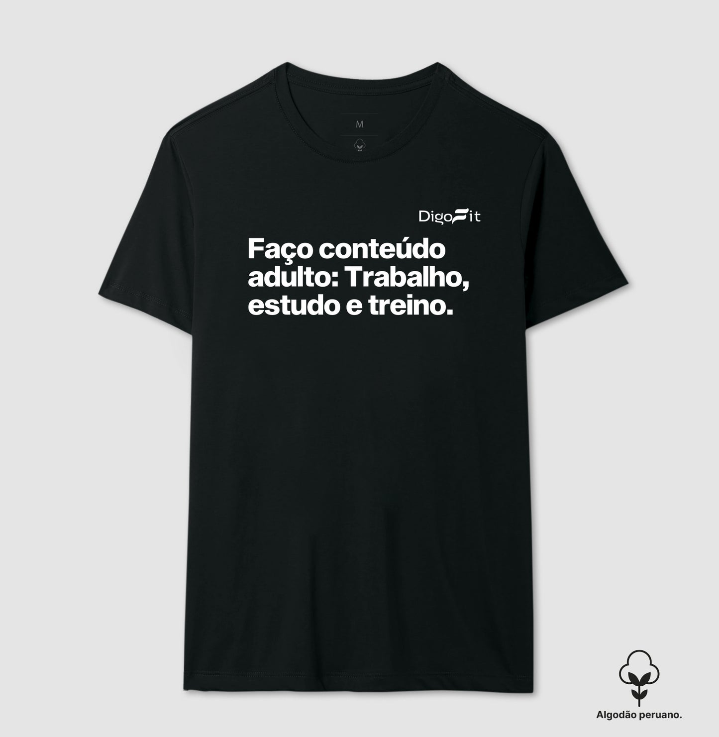 CAMISETA ALGODÃO PEREUNO ACADEMIA EU FAÇO CONTEÚDO ADULTO